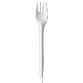 Plastic Fork PS "Luxury" White 17,5 cm (100 Units)  