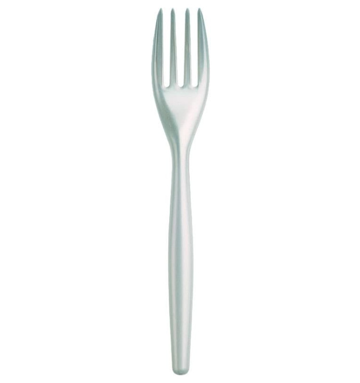 Plastic Fork PS "Easy" White Pearl 18cm (20 Units) Plastic Fork PS "Easy" White Pearl 18cm (20 Units)