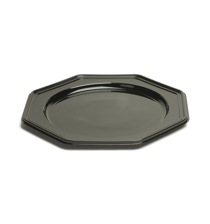 Plastic Charger Plate PET Octogonal shape Black 30 cm (50 Units)