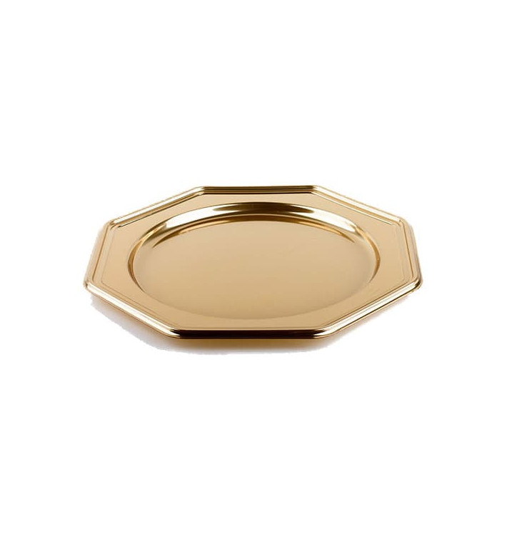 Plastic Charger Plate PET Octogonal shape Gold 30 cm (5 Units) Plastic Charger Plate PET Octogonal shape Gold 30 cm (5 Units)