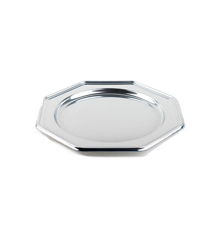 Plastic Charger Plate PET Octogonal shape Silver 30 cm (50 Units) Plastic Charger Plate PET Octogonal shape Silver 30 cm (50 Units)