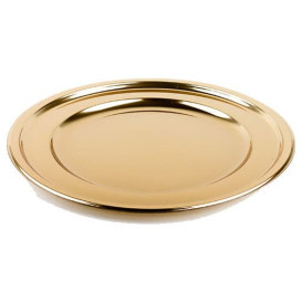 Plastic Charger Plate Round Shape Gold 30 cm (5 Units) 