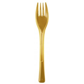 Plastic Fork PS "Fly" Gold 14cm (50 Units) 