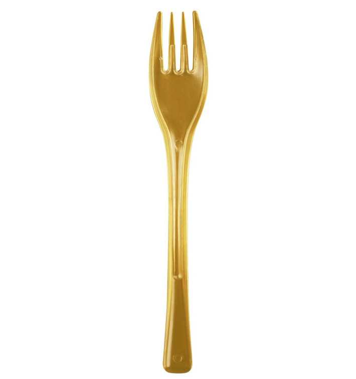 Plastic Fork PS "Fly" Gold 14cm (50 Units) Plastic Fork PS "Fly" Gold 14cm (50 Units)