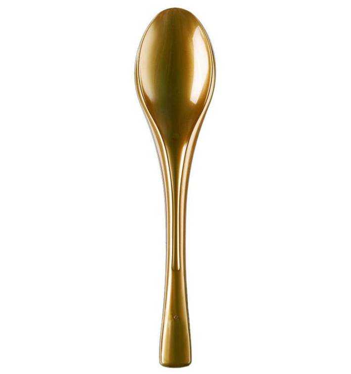 Plastic Spoon PS "Fly" Gold 14,5cm (3000 Units) Plastic Spoon PS "Fly" Gold 14,5cm (3000 Units)