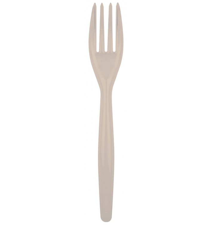 Plastic Fork PS "Easy" Beige 18cm (20 Units) 