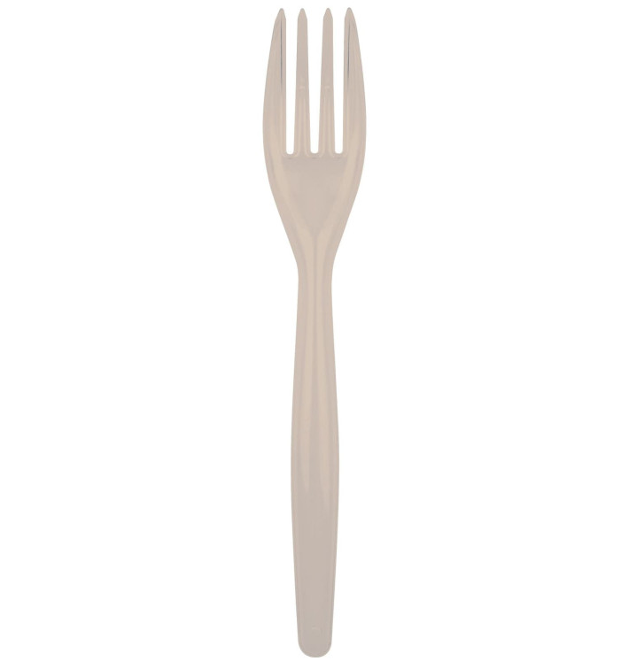 Plastic Fork PS "Easy" Beige 18cm (20 Units) 