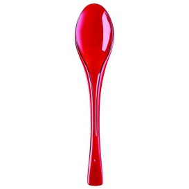 Plastic Spoon PS "Fly" Red Clear 14,5cm (50 Units) 