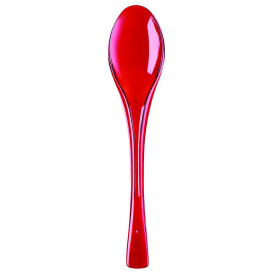 Plastic Spoon PS "Fly" Red Clear 14,5cm (50 Units) 