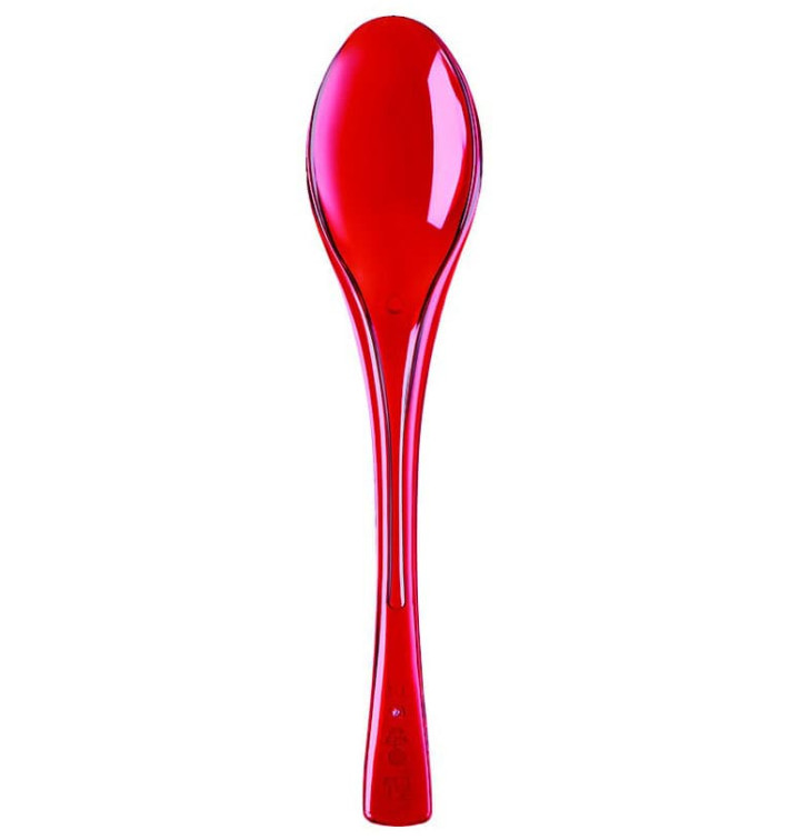 Plastic Spoon PS "Fly" Red Clear 14,5cm (50 Units) Plastic Spoon PS "Fly" Red Clear 14,5cm (50 Units)
