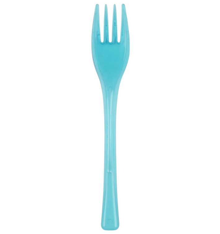 Plastic Fork PS "Fly" Turquoise Clear 14cm (50 Units) Plastic Fork PS "Fly" Turquoise Clear 14cm (50 Units)