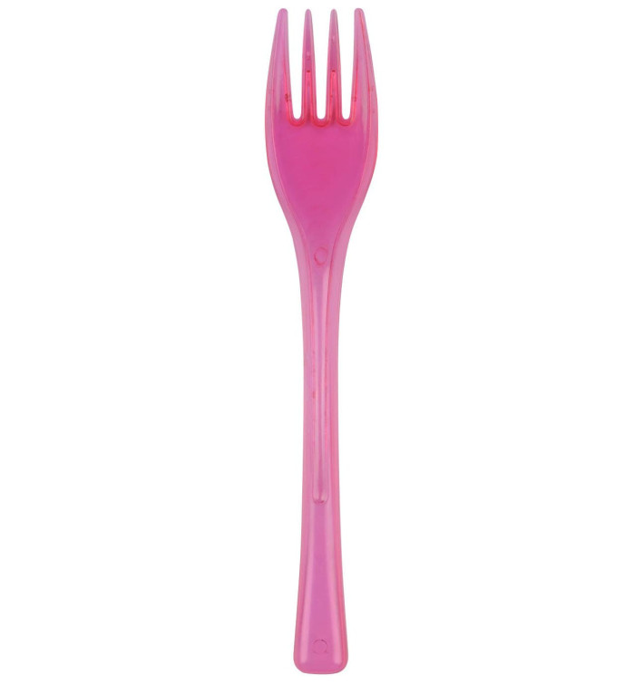 Plastic Fork PS "Fly" Fuchsia Clear 14cm (50 Units) Plastic Fork PS "Fly" Fuchsia Clear 14cm (50 Units)