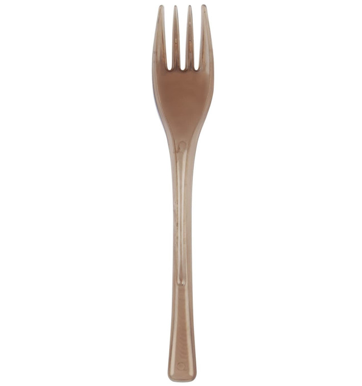 Plastic Fork PS "Fly" Brown Clear 14cm (50 Units) Plastic Fork PS "Fly" Brown Clear 14cm (50 Units)
