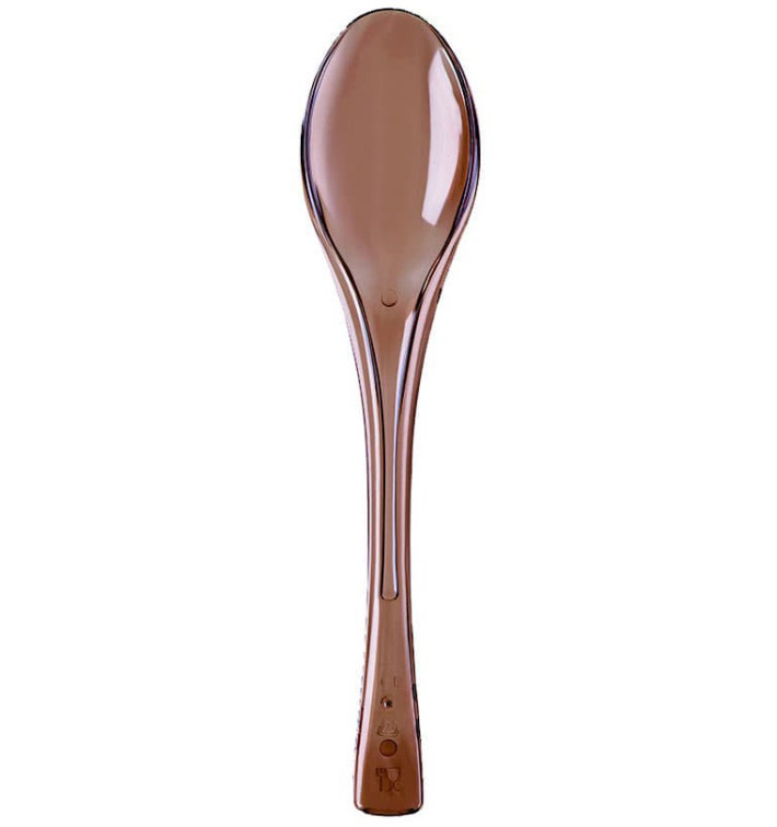 Plastic Spoon PS "Fly" Brown Clear 14,5cm (3000 Units) Plastic Spoon PS "Fly" Brown Clear 14,5cm (3000 Units)