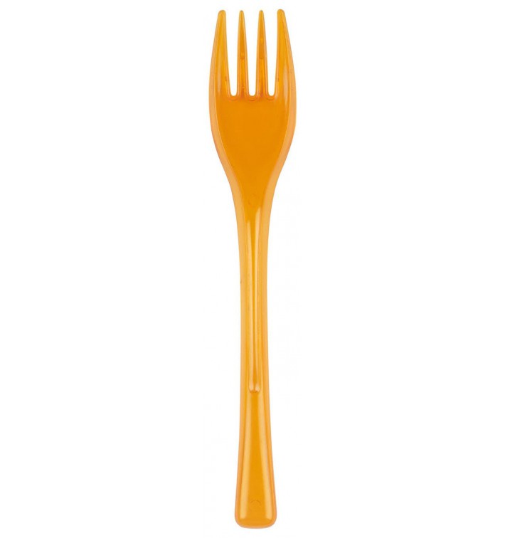 Plastic Fork PS "Fly" Orange Clear 14cm (50 Units) 