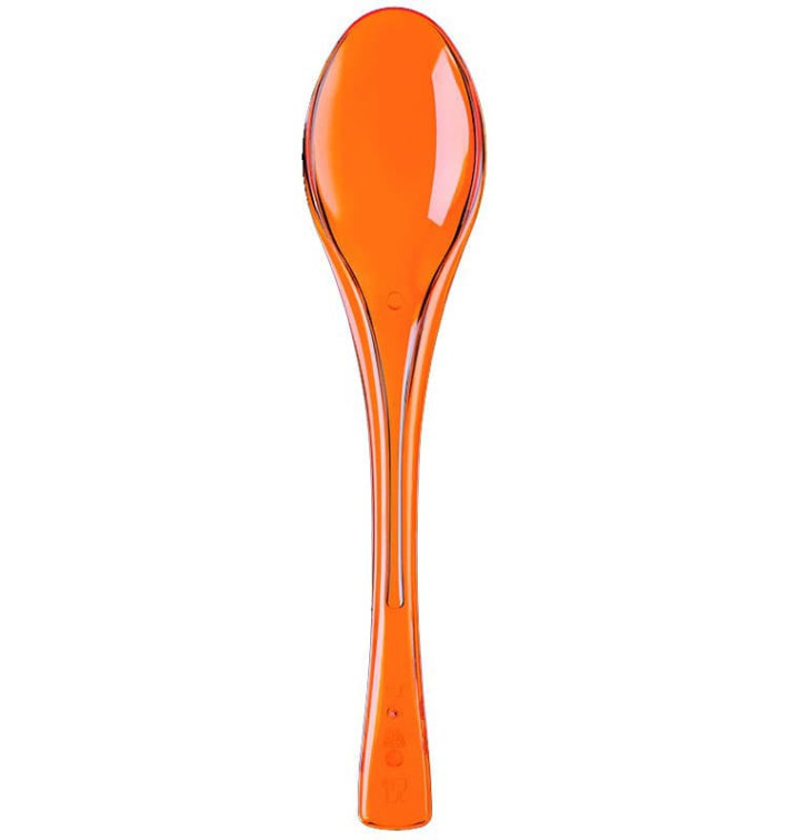 Plastic Spoon PS "Fly" Orange Clear 14,5cm (50 Units) Plastic Spoon PS "Fly" Orange Clear 14,5cm (50 Units)