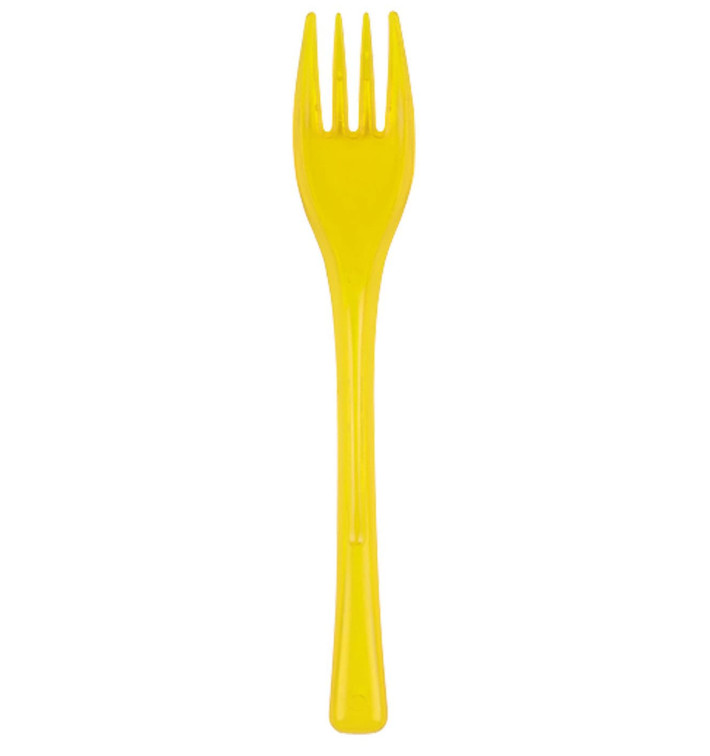 Plastic Fork PS "Fly" Yellow Clear 14cm (50 Units) Plastic Fork PS "Fly" Yellow Clear 14cm (50 Units)