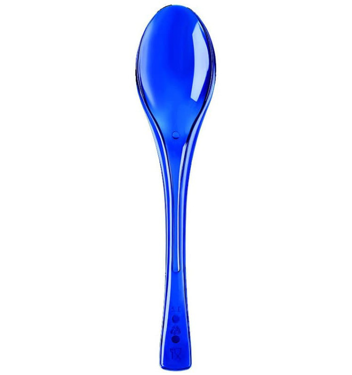 Plastic Spoon PS "Fly" Blue Clear 14,5cm (3000 Units)