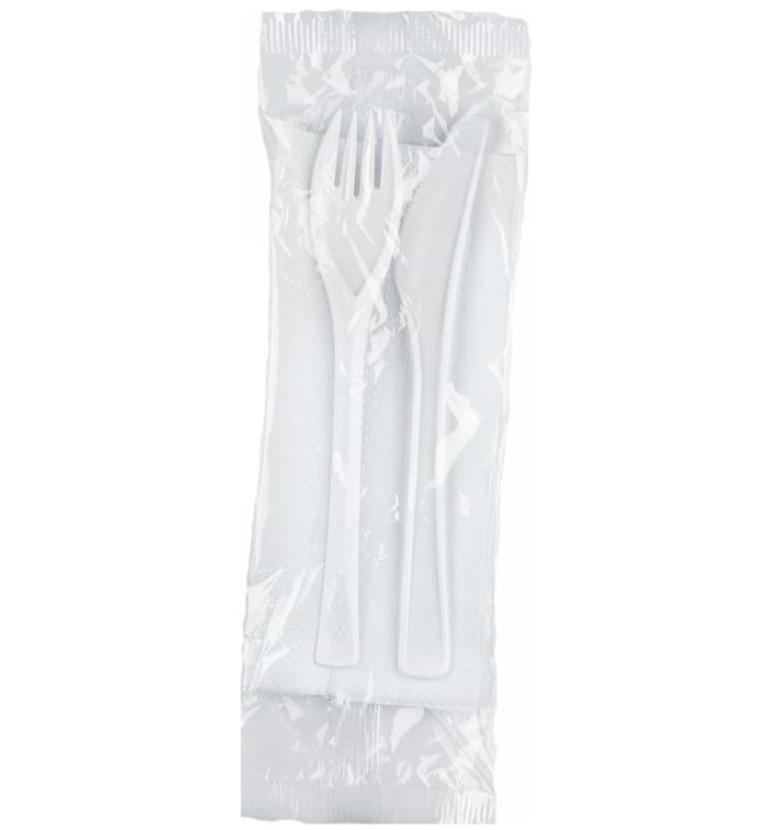 Plastic Cutlery kit PP "Next" Fork, Knife and Napkin (50 Units) Plastic Cutlery kit PP "Next" Fork, Knife and Napkin (50 Units)