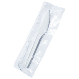 Plastic Knife PS White Wrapped 17cm (1000 Units)