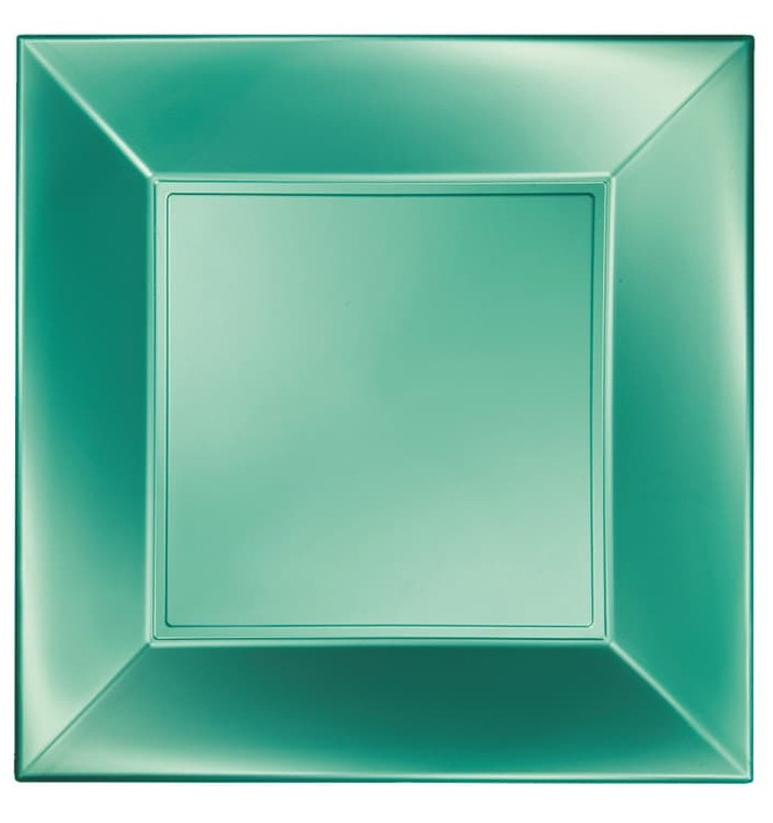Plastic Plate Flat Green "Nice" Pearl PP 29 cm (12 Units) Plastic Plate Flat Green "Nice" Pearl PP 29 cm (12 Units)