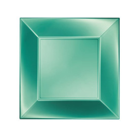 Plastic Plate Flat Green "Nice" Pearl PP 18 cm (25 Units)