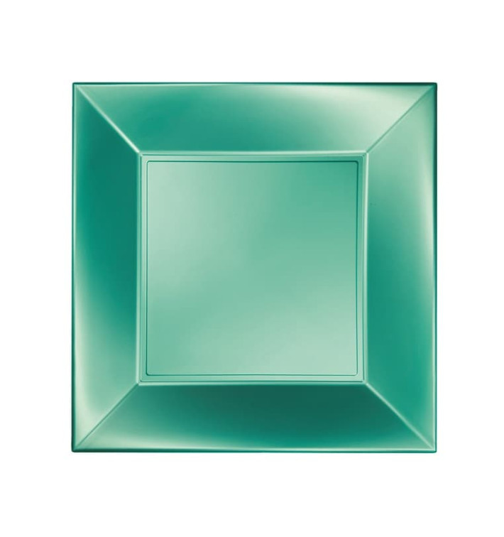 Plastic Plate Flat Green "Nice" Pearl PP 18 cm (25 Units) Plastic Plate Flat Green "Nice" Pearl PP 18 cm (25 Units)