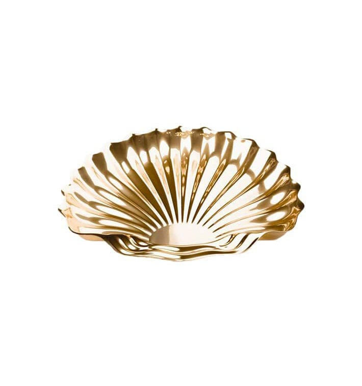 Plastic Platter Shell Shape Gold 34x30 cm (5 Units) Plastic Platter Shell Shape Gold 34x30 cm (5 Units)