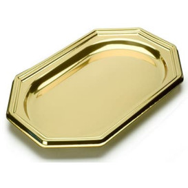 Plastic Platter Octogonal Shape Gold 46X30 cm (5 Units) 