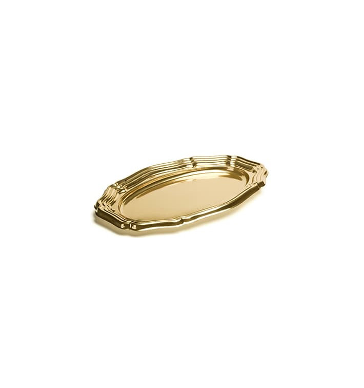Plastic Platter Oval Shape Gold 40x27 cm (5 Units) Plastic Platter Oval Shape Gold 40x27 cm (5 Units)