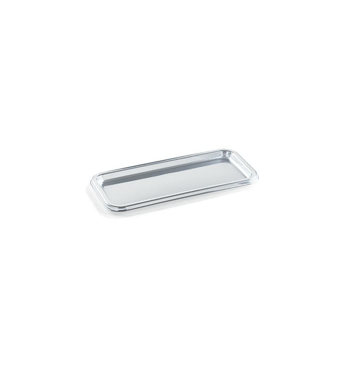 Plastic Platter Rectangular Shape Silver 35X16 cm (5 Units) Plastic Platter Rectangular Shape Silver 35X16 cm (5 Units)