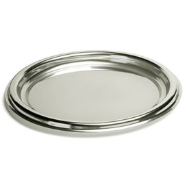 Plastic Tray Round Shape Silver 30 cm (5 Units) 