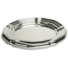 Plastic Tray Round Shape Silver 34 cm (5 Units) 