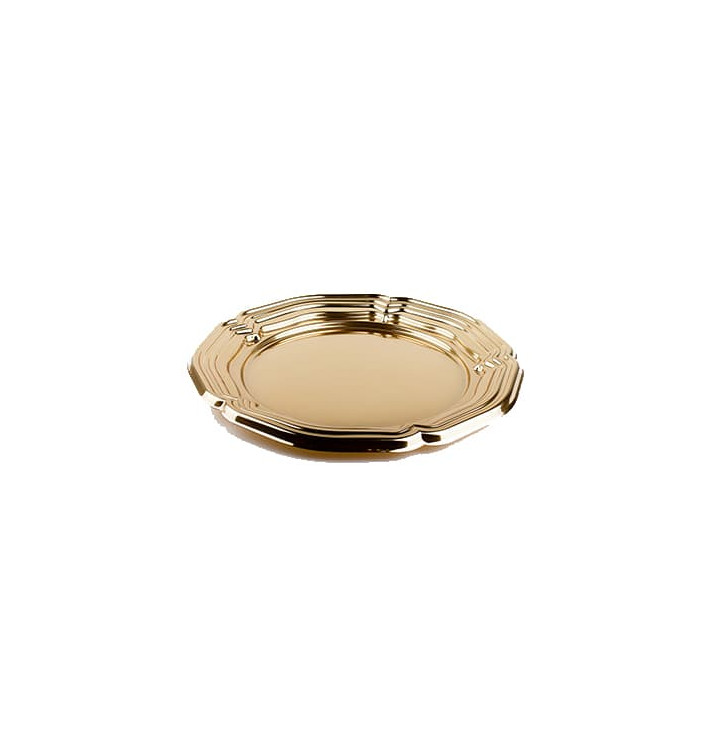 Plastic Tray Round Shape Gold 46 cm (5 Units) Plastic Tray Round Shape Gold 46 cm (5 Units)