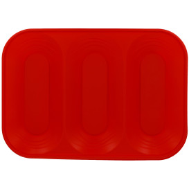 Plastic Tray Microwavable "X-Table" 3C Red 33x23cm (30 Units)