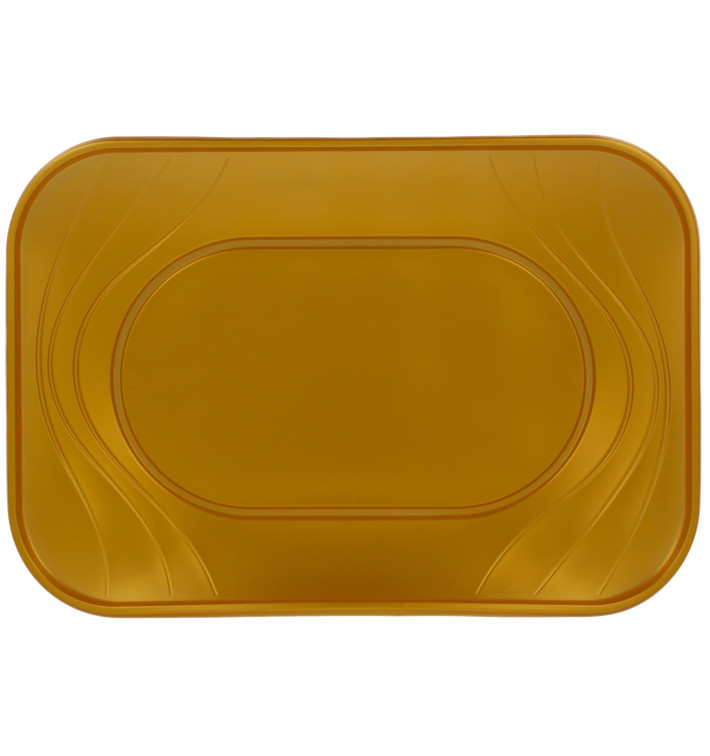 Plastic Tray Microwavable "X-Table" Gold 33x23cm (60 Units) Plastic Tray Microwavable "X-Table" Gold 33x23cm (60 Units)