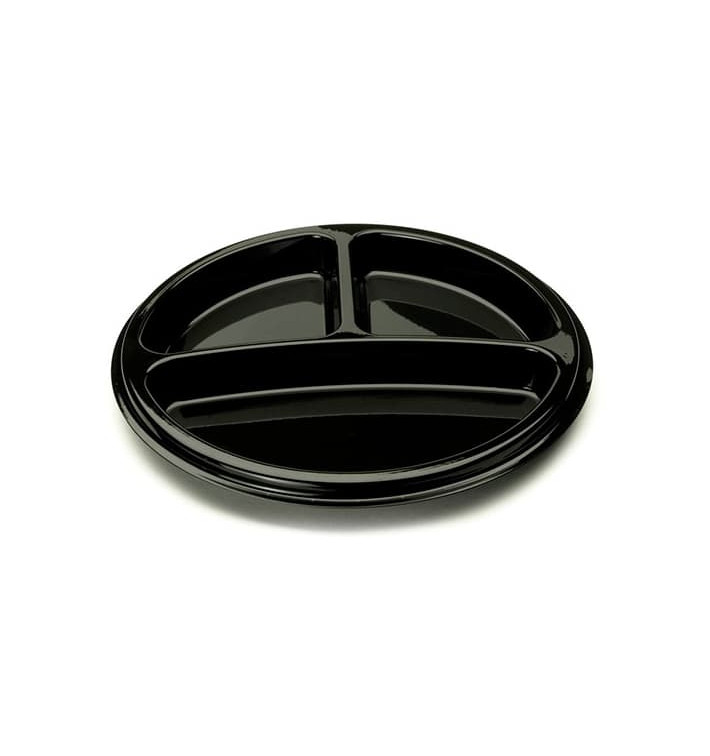 Plastic Plate Round Shape 3C Black 26 cm (250 Units) Plastic Plate Round Shape 3C Black 26 cm (250 Units)