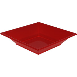 Plastic Plate Deep Square shape Red 17 cm (5 Units) 