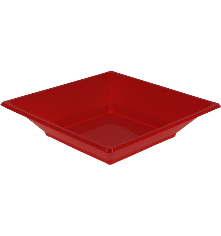Plastic Plate Deep Square shape Red 17 cm (750 Units) Plastic Plate Deep Square shape Red 17 cm (750 Units)