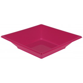 Plastic Plate Deep Square shape Fuchsia 17 cm (750 Units)