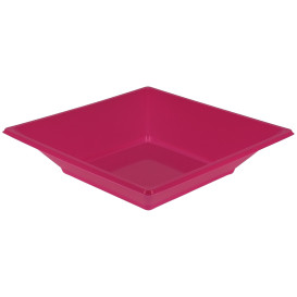 Plastic Plate Deep Square shape Fuchsia 17 cm (25 Units) 