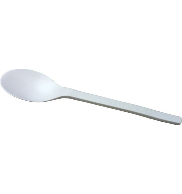 Cornstarch Spoon PLA Biodegradable White 15,5cm (1000 Units) Cornstarch Spoon PLA Biodegradable White 15,5cm (1000 Units)