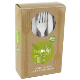 Cornstarch Fork PLA Biodegradable White 16cm (500 Units)