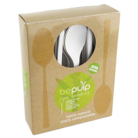 Cornstarch Spoon PLA Biodegradable White 15,5cm (50 Units) 