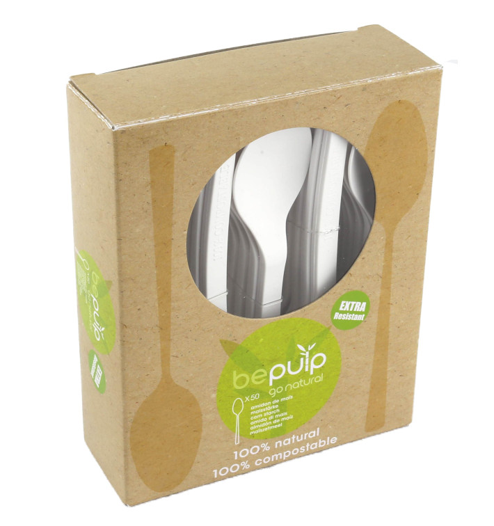 Cornstarch Spoon PLA Biodegradable White 15,5cm (500 Units) Cornstarch Spoon PLA Biodegradable White 15,5cm (500 Units)