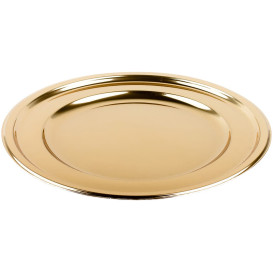 Plastic Plate PET Round shape Gold Ø18,5 cm (180 Units)