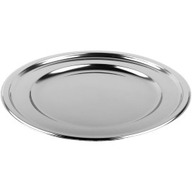 Plastic Plate PET Round shape Silver Ø23 cm (6 Units) 