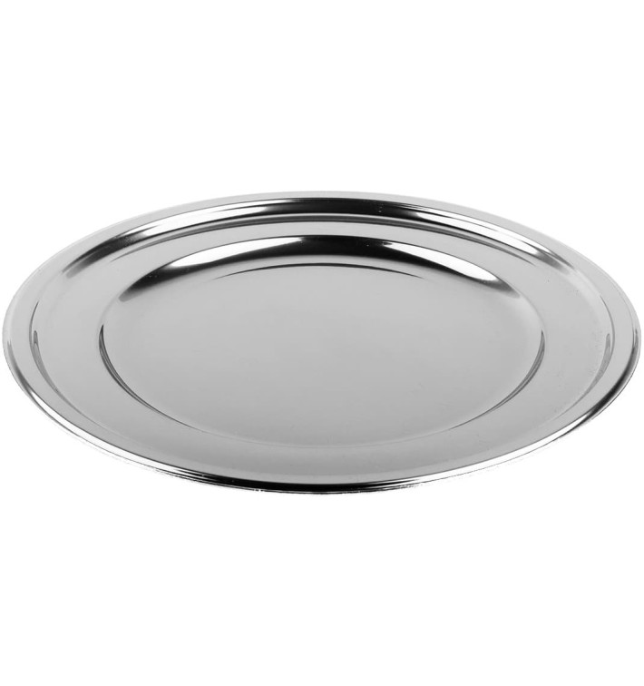 Plastic Plate PET Round shape Silver Ø23 cm (180 Units)