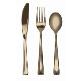 Cutlery Kit Fork, Knife y Spoon Gold Metallized (10 kits)