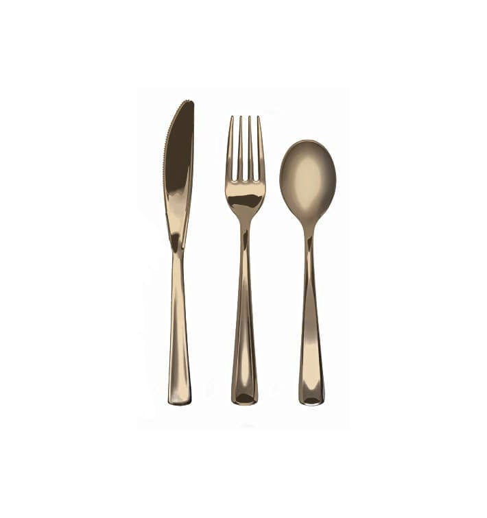 Cutlery Kit Fork, Knife y Spoon Gold Metallized (1 Unit) Cutlery Kit Fork, Knife y Spoon Gold Metallized (1 Unit)